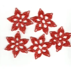 Sale Handgefertigte Häkeldeckchen Schneesterne Rot mit Glitzer – 8er Set Weihnachtsdeko & Baumbehang Baumschmuck