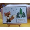 Weihnachtskarten|Wollzottel Handgefertigte Weihnachtskarte,Fuchs,Tennenbäume