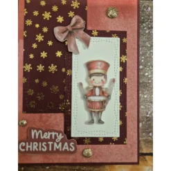 Clearance Handgefertigte Weihnachtskarte Trommler - inkl. Einlegeblatt & Umschlag Weihnachtskarten