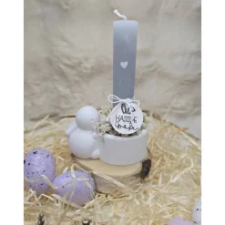 Best Handgefertigter Oster-Kerzenhalter aus Raysin – Hase, Moos & Trockenblumen als Frühlingsdeko Osterdeko