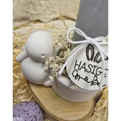 Best Handgefertigter Oster-Kerzenhalter aus Raysin – Hase, Moos & Trockenblumen als Frühlingsdeko Osterdeko