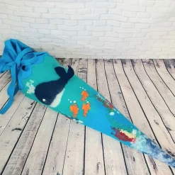Discount Handgefilzte Schultüte Unterwasserwelt Wal 70cm – Filzschultüte aus Wolle Kinder Schultüten
