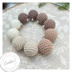 Outlet Handgemachte gehäkelte Weihnachtskugeln im Scandi Design – 10er Set „Cremezauber“ in Creme, Beige & Braun Baumschmuck