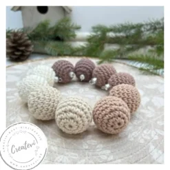 Outlet Handgemachte gehäkelte Weihnachtskugeln im Scandi Design – 10er Set „Cremezauber“ in Creme, Beige & Braun Baumschmuck