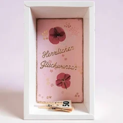 Best Handgemachte Geschenkbox zur Geldgeschenk-Verpackung mit Mohnblüte – Herzlichen Glückwunsch, Unikat, 20,8 x 12,5 x 5 cm Geschenkverpackungen