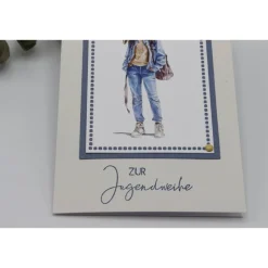 Online Handgemachte Glückwunschkarte zur Jugendweihe - moderne Jugendweihekarte, Geldgeschenk Glückwunschkarten