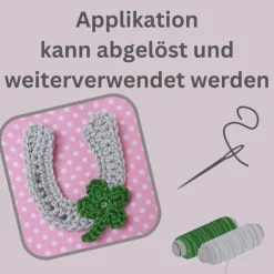 Glückwunschkarten|SaVö-Design Häkelapplikationen Handgemachte Hufeisen Glückwunschkarte – Einzigartiger Glücksbringer für jeden Anlass