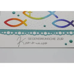 Glückwunschkarten|Kartenmeer Handgemachte Kommunionkarte Fische -  regenbogenfarben – Unikat zur Erstkommunion