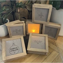 Kerzen & Beleuchtung|Frau Yakusas KreativChaos Handgemachte Lichtbox aus Eichenholz / Klötzchen Leuchtrahmen Weihnachtsdeko & Geschenkidee Advent Christmas