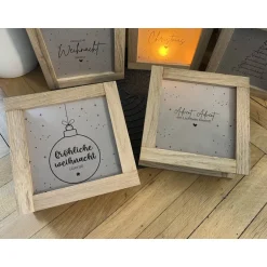 Kerzen & Beleuchtung|Frau Yakusas KreativChaos Handgemachte Lichtbox aus Eichenholz / Klötzchen Leuchtrahmen Weihnachtsdeko & Geschenkidee Advent Christmas