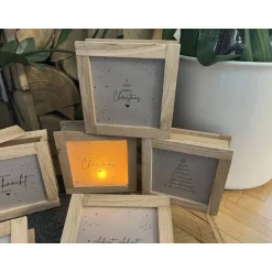 Kerzen & Beleuchtung|Frau Yakusas KreativChaos Handgemachte Lichtbox aus Eichenholz / Klötzchen Leuchtrahmen Weihnachtsdeko & Geschenkidee Advent Christmas