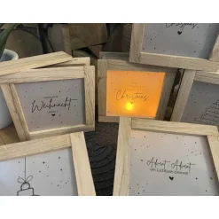 Kerzen & Beleuchtung|Frau Yakusas KreativChaos Handgemachte Lichtbox aus Eichenholz / Klötzchen Leuchtrahmen Weihnachtsdeko & Geschenkidee Advent Christmas