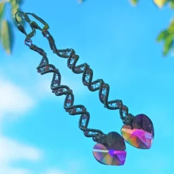 Brautschmuck|kunstpause Handgemachte rosa Herz Ohrringe mit Spiralperle an 925er Silber – Funkelnder Boho Brautschmuck