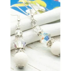 Online Handgemachte weiße Glas Ohrhänger – Brautschmuck, Hochzeit, Unikat & Geschenkidee Brautschmuck