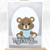 Weihnachtskarten|Kleine Schätze Handgemachte Weihnachtskarte A6 mit Bär, Umschlag & Dekoanhänger – Unikat in Hellblau/Silber