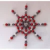 Sale Handgemachtes Perlenstern-Set rot-grau-weiß aus 3 Sternen, Weihnachtsdeko, Weihnachtsbaum, Christbaum, Weihnachten, Adve Baumschmuck