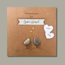 Discount Handgemachtes Steinbild zur Goldenen Hochzeit – Geschenkidee 50. Hochzeitstag, optionale Karte separat Hochzeitsgeschenke
