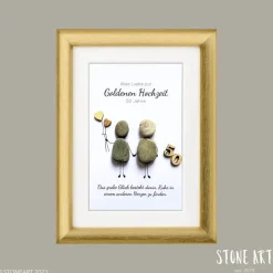 Discount Handgemachtes Steinbild zur Goldenen Hochzeit – Geschenkidee 50. Hochzeitstag, optionale Karte separat Hochzeitsgeschenke