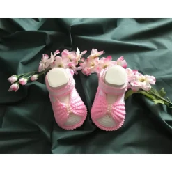 Handgemachtes Taufset  *little girl* für Mädchen – Haarband & Babyschühchen Weiß-Rosa mit Perlen Geschenke