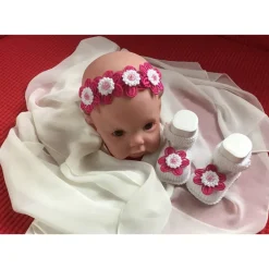 New Handgemachtes Taufset *Mira* – Haarreif & Babyschuhe mit Blüten | Individuell & Einzigartig Geschenke
