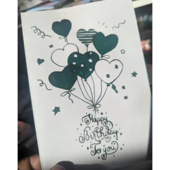 Clearance Handgemalte Klappkarte "Happy Birthday" Glückwunschkarten
