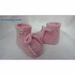 Geschenke|maleBL Handgestrickte rosa Babyschuhe aus Merinowolle – Neugeborenenschuhe zum Binden