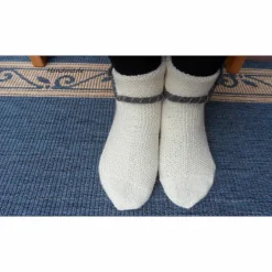 Trachtenmode|maleBL Handgestrickte Wollsocken Trachtenlook – Größe 38/39 – Oktoberfest Socken wollweiß