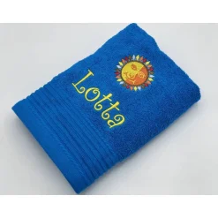 Best Handtuch ( 50 x 100 cm ) + Motiv Sonne  (#Nr.76) + Name / Kinderhandtuch Kinder Einschulung
