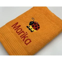 Sale Handtuch ( 50 x 100 cm ) + Motiv Marienkäfer  (#Nr. 27) + Name / Kinderhandtuch Kinder Einschulung