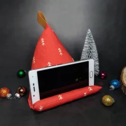 Weihnachtsgeschenke|Raeuberkind Handykissen / Sitzsack TREES ON RED  - Smartphonestütze, Tabletkissen, Kirschkernfüllung | RÄUBERKIND