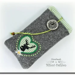 Best Handytasche - Hirsch im Herz zum OKTOBERFEST, Farbwahl, Handy Etui für Samsung, iPhone  Smartphone,  Handyhülle Trachtentaschen