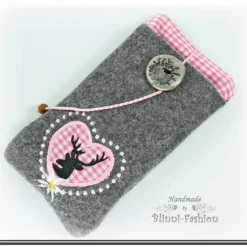 Best Handytasche - Hirsch im Herz zum OKTOBERFEST, Farbwahl, Handy Etui für Samsung, iPhone  Smartphone,  Handyhülle Trachtentaschen