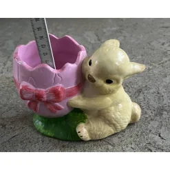 Osterhasen|Mal- und Bastelwerkstatt Hase mit Ei als Blumentopf oder Schale ca.20x12cm - Rohling oder Handbemalte wetterfeste Gießkeramik - Unikat
