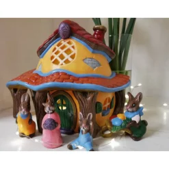 Best Hasen Haus aus Keramik zum Beleuchten Osterhasen