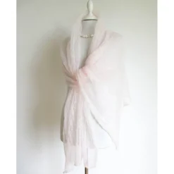 Discount Hauchzarter Brautschal in weiß-rosa, Mohair-Stola für die Hochzeit, sommerliches Lace-Tuch, dünnes Umschlagtuch Brautstolen & -Boleros