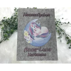 Best Hausaufgabenheft Hülle Filz Einhorn Mond Grundschule Schulheft Schutzhülle Umschlag Geschenkidee Einschulung Kinder Einschulung