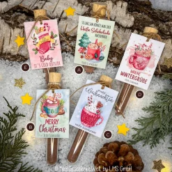 Hot Heiße Schokolade im Reagenzglas aus echter Schweizer Schokolade, Weihnachtsgeschenk, Wichtelgeschenk Weihnachtsgeschenke