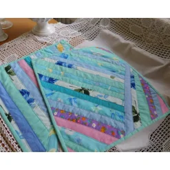 hellblaues Tischset Patchwork Quilt , Platzset Streifen Tischdekoration