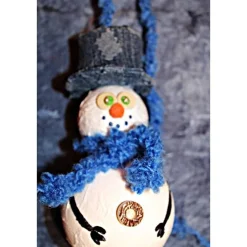Clearance Herbstdeko SCHNEEMANN-DUO ROT/BLAU 2er Set Handgemachte Hängedeko aus Kunststoffkugeln für Deine Winterdeko Herbst
