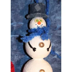 Clearance Herbstdeko SCHNEEMANN-DUO ROT/BLAU 2er Set Handgemachte Hängedeko aus Kunststoffkugeln für Deine Winterdeko Herbst