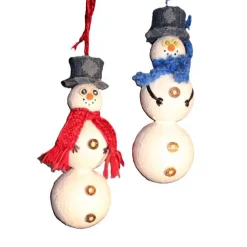 Clearance Herbstdeko SCHNEEMANN-DUO ROT/BLAU 2er Set Handgemachte Hängedeko aus Kunststoffkugeln für Deine Winterdeko Herbst