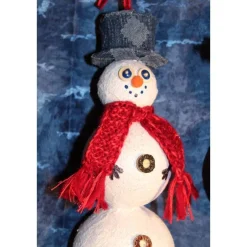 Clearance Herbstdeko SCHNEEMANN-DUO ROT/BLAU 2er Set Handgemachte Hängedeko aus Kunststoffkugeln für Deine Winterdeko Herbst