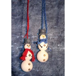 Clearance Herbstdeko SCHNEEMANN-DUO ROT/BLAU 2er Set Handgemachte Hängedeko aus Kunststoffkugeln für Deine Winterdeko Herbst