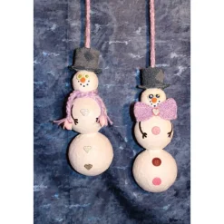 Herbst|Susanne Hiebl...die etwas andere Art! Herbstdeko SCHNEEMANN-DUO 2er Set Handgemachte Hängedeko aus Kunststoffkugeln für Deine Winterdeko oder Weihnachtsdeko