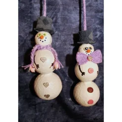 Herbst|Susanne Hiebl...die etwas andere Art! Herbstdeko SCHNEEMANN-DUO 2er Set Handgemachte Hängedeko aus Kunststoffkugeln für Deine Winterdeko oder Weihnachtsdeko