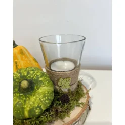 Herbst|HeimlichDeko Herbstgesteck Herbstdeko Kürbis Teelichtglas Kerze