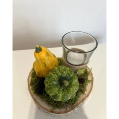 Herbst|HeimlichDeko Herbstgesteck Herbstdeko Kürbis Teelichtglas Kerze