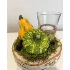 Herbst|HeimlichDeko Herbstgesteck Herbstdeko Kürbis Teelichtglas Kerze