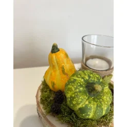 Herbst|HeimlichDeko Herbstgesteck Herbstdeko Kürbis Teelichtglas Kerze
