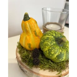 Herbst|HeimlichDeko Herbstgesteck Herbstdeko Kürbis Teelichtglas Kerze
